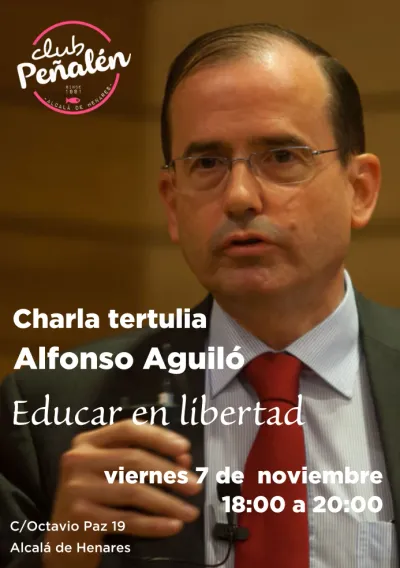 Cartel promocional charla/tertulia con Alfonso Aguiló.