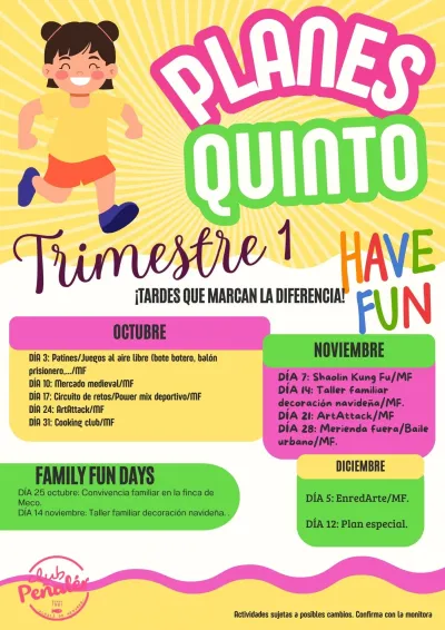 Planificación de actividades 1er trimestre 2025, 5º primaria