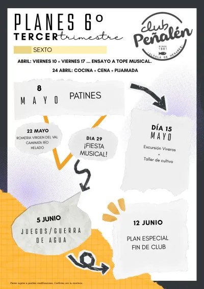 Planificación de actividades 3er trimestre 25-26, 6º primaria