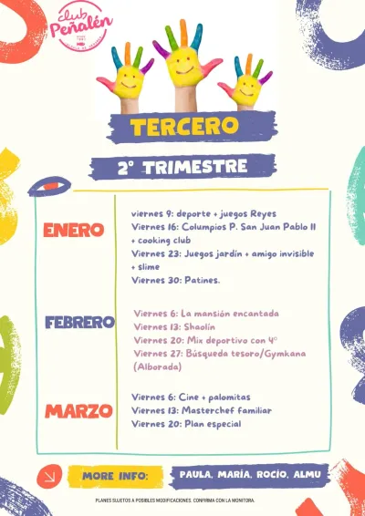 Planificación de actividades 2o trimestre 25-26, 3º primaria