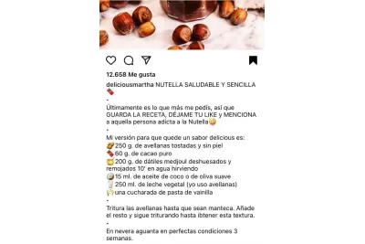 Receta de Nutella.